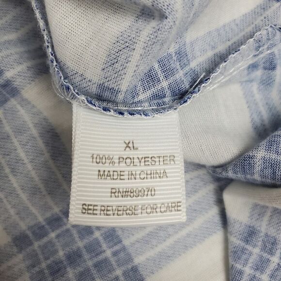 Eden and Olivia Plaid Button Down Tank Top Blue White Size XL - Picture 8 of 10